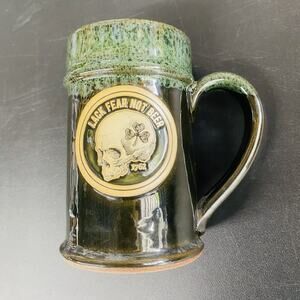 Zero Foxtrot Stoneware Coffee Mug Hate Fear Not Beer Skull Stoneware Rare USA